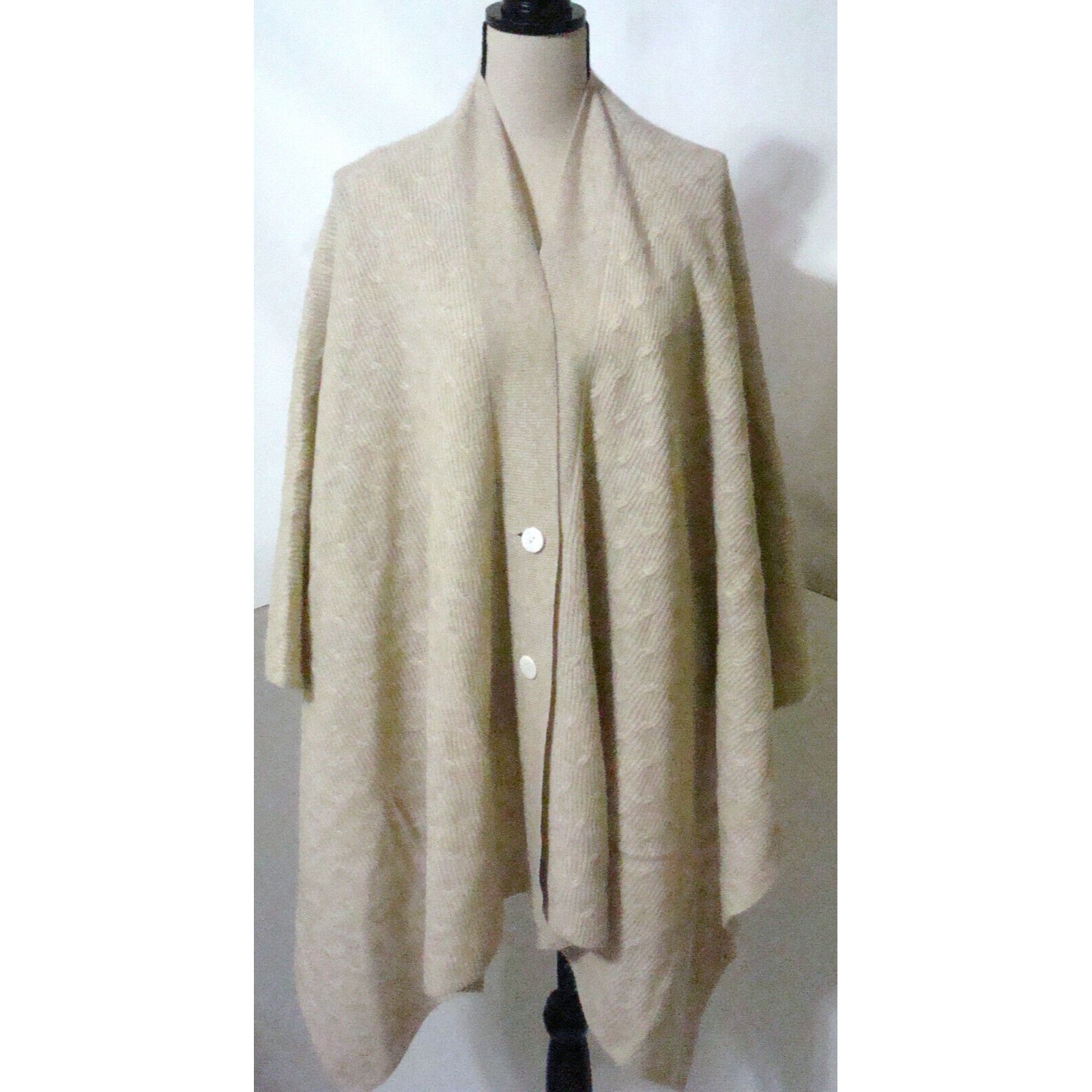 Nwt New Womens Os 1x 2x 3x Wrap Plus 100% Cashmere Cape Cardigan Sweater Tan Sof
